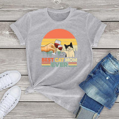 Cotton Tee Blouses Best Cat Mom Ever T Shirt For Women