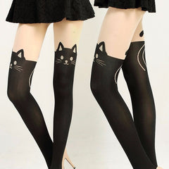 New Women Sexy Cat Tail Velvet Knee High Socks Hosiery Tattoo Stockings