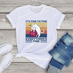 Cat Graphic Clothing Summer Unisex Casual T-Shirt For Women