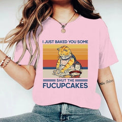 Graphic Cat Print Women's T Shirt