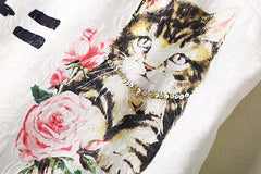Summer Stylish Elegant Cat Print Sleeveless Vest Dress
