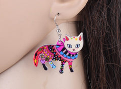 Long Dangle Cat Earrings