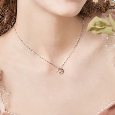 Cat Heart Pendant Necklace For Women