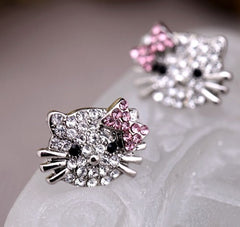 Crystal Kitty Ring,Earring and Necklace Set
