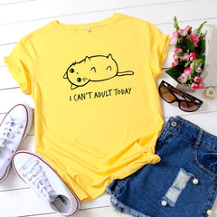 JFUNCY Summer  Top Cute Cat Graphic T Shirts For Women