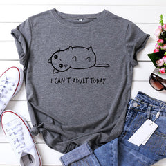 JFUNCY Summer  Top Cute Cat Graphic T Shirts For Women