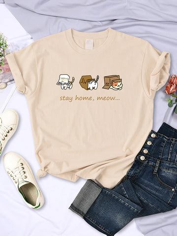 Cats Women's T-Shirts O-Neck Brand Tee Clothes Summer Street Tops Women