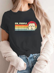 Ew People T-Shirt Funny Cat Cotton T-Shirt