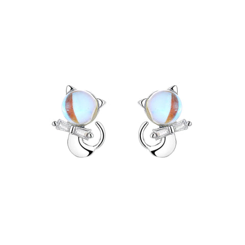 Opal Kitten Stud Earrings For Men