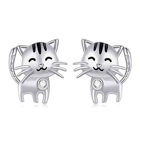 Huitan Style Cat Stud Earrings for Women