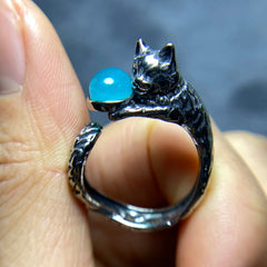 cat shape women gemstone ring