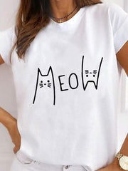 Cat Graphic Clothing Summer Unisex Casual T-Shirt For Women