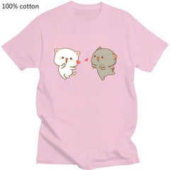 Goma Mochi Cat Cartoon Print Tshirt For Women