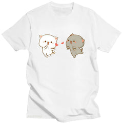 Goma Mochi Cat Cartoon Print Tshirt For Women