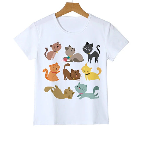 Cat Cartoon T Shirt Short Sleeve