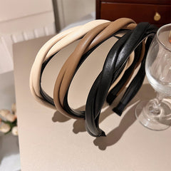 Korean Fashion PU Leather Headband for Women