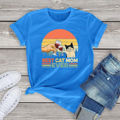 Cotton Tee Blouses Best Cat Mom Ever T Shirt For Women