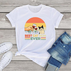 Cotton Tee Blouses Best Cat Mom Ever T Shirt For Women