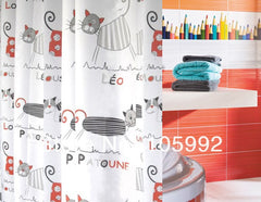 Cat Cartoon Shower Curtain Polyester Cloth