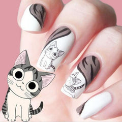 3D Black Grey Cute Cat Nail Art Sticker