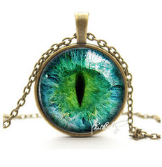 Blue Green Cat Eye Necklace Pendant
