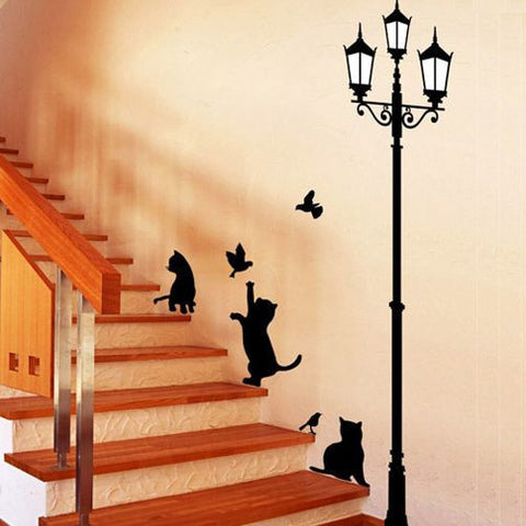 Ancient Lamp Cats and Birds Wall Sticker