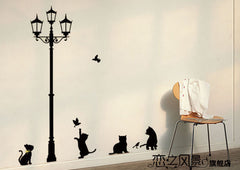 Ancient Lamp Cats and Birds Wall Sticker