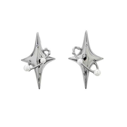 Planet Pearl Crystal Stars Earings Korean Fashion for Women