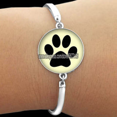 Cute Cat Paw Print Glass Women Bracelet