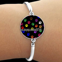 Cute Cat Paw Print Glass Women Bracelet