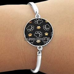 Cute Cat Paw Print Glass Women Bracelet