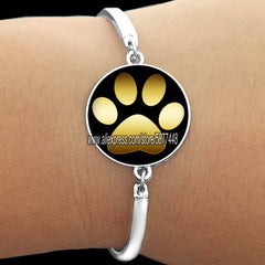 Cute Cat Paw Print Glass Women Bracelet