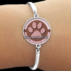 Cute Cat Paw Print Glass Women Bracelet