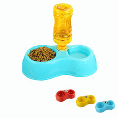 Dual Port Dog Cat Utensils Bowl Water Dispenser Food Dish Feeder