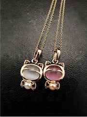 Gold Plated Cat Statement Necklace
