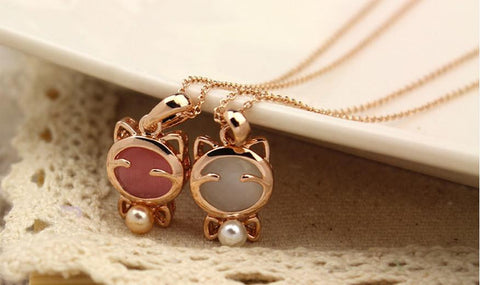 Gold Plated Cat Statement Necklace