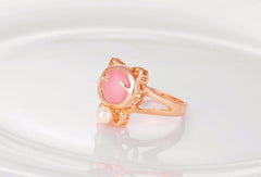 Rose Gold Plated Cute Cat Ring  Made with Genuine Austrian Crystals