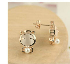 Gold Plated Cat Stud Earring