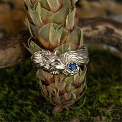 Cat Vintage Blue Crystal Fox Animal Ring