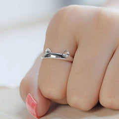 Silver Plated Cat Ear Ring Jewellery