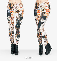 3D Seam Print Polyester Women Cat Leggings