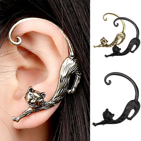 Gothic Punk Cat Bite Ear Cuff Wrap Clip Earring