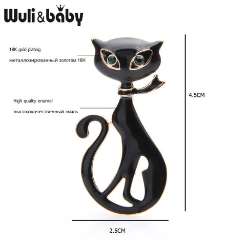 Wuli&baby Black White Scarf Cat Brooches Women