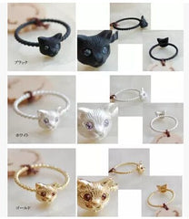 18K Gold Plating Cute Cat Head Finger Rings