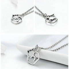 Cat Heart Pendant Necklace For Women