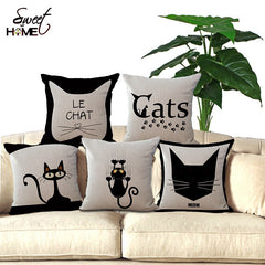 Cute Cat Printed Decorative Sofa Cushion