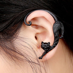 Gothic Punk Cat Bite Ear Cuff Wrap Clip Earring