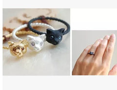 18K Gold Plating Cute Cat Head Finger Rings