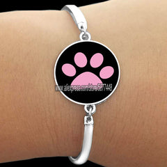 Cute Cat Paw Print Glass Women Bracelet