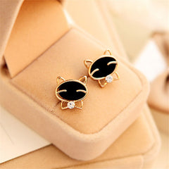 Cute Black Cat Smiley Upscale Exquisite Earrings